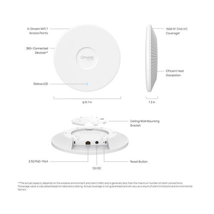 TP-Link EAP770 BE11000 Punto de Acceso Wi-Fi 7 Tri Banda 10778 Mb/s 1500 m²