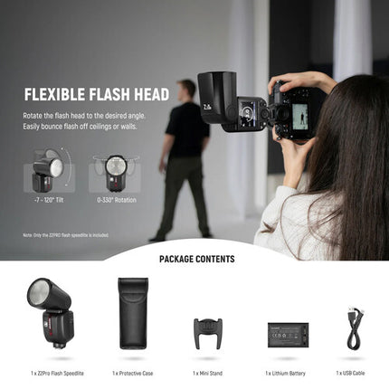 Neewer Z2PRO-C Flash Speedlite Canon 76Ws Cabezal Redondo Batería Litio