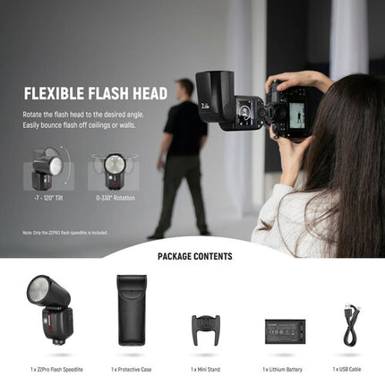 Neewer Z2PRO-N Flash Speedlite Nikon 76Ws Cabezal Redondo con Batería y USB-C