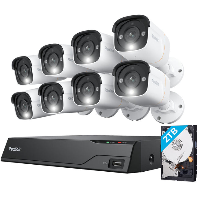 Reolink NVR 8 Canales 8MP con 2TB HDD y 8 Cámaras 12MP IP67