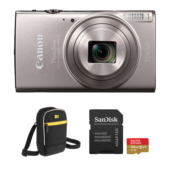 Canon PowerShot ELPH 360 HS Cámara Digital 20.2MP Zoom 12x con Bolsa y Tarjeta 128GB
