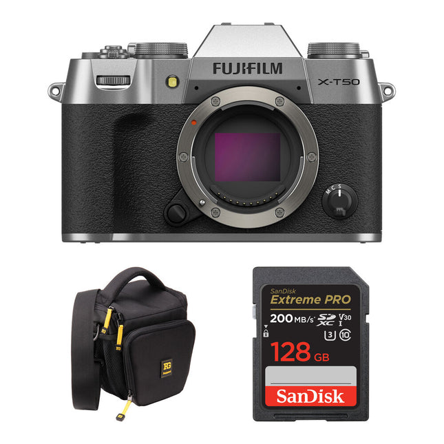 FUJIFILM X-T50 Cámara Sin Espejo 40.2MP 4K 60p Kit Básico Plata