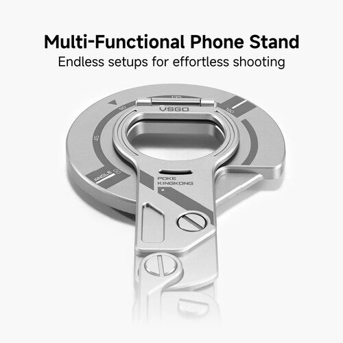 Soporte Magnético para Teléfono VSGO EDC Plata con Anillos Adhesivos 0.27" Plegable