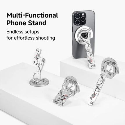 Soporte Magnético para Teléfono VSGO EDC Plata con Anillos Adhesivos 0.27" Plegable