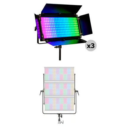 Genaray PX-MOD-3 Panel LED Modular RGB 1740 Lux 5600K con Soporte Triple