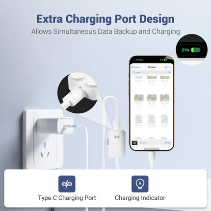 JJC SyncCharge microSD Reader para teléfono con USB-C y transferencia 5 Gb/s