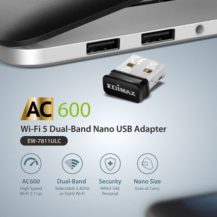 EDIMAX Technology AC600 Adaptador Wi-Fi 5 Nano USB Dual Band 633 Mbps