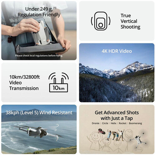 DJI Mini 3 Drone con control remoto RC 4K 30FPS 48MP 38 min vuelo Fly More Combo