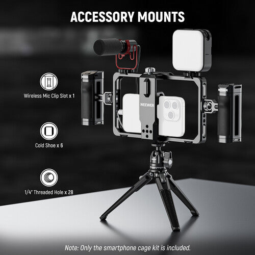 Neewer Universal Phone Cage Kit para Smartphones 2.2 a 4" con Mango Lateral Bluetooth