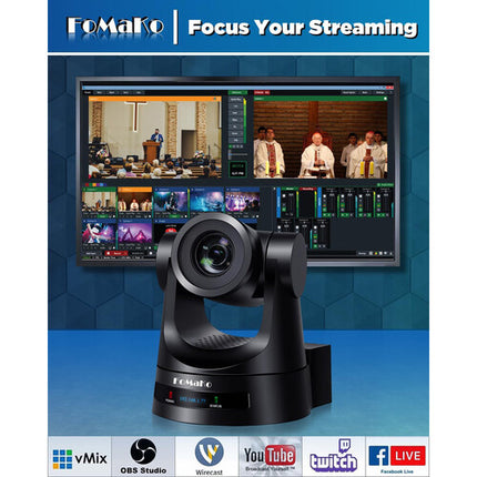 FoMaKo FMK20SDI Pro Cámara PTZ con Zoom Óptico 20x Resolución 1080p60