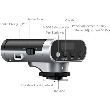 SmallRig RS20 Mini Speedlite Flash Plata 6500K 2000mAh USB-C Kit