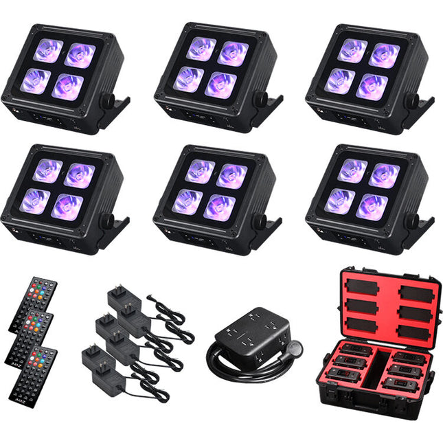 JMAZ MAD PAR 4IP Luz LED exterior RGBWA+UV batería 14h ángulo 20° pack 6