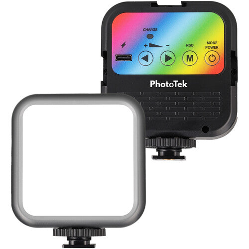 PhotoTek Mini Panel LED RGB con batería recargable y temperatura 2700K-6500K