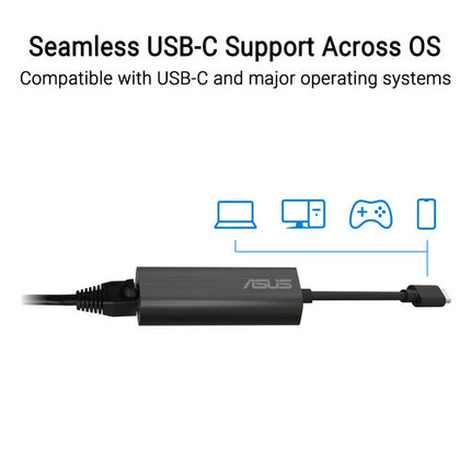 ASUS USB-C2500 V2 Adaptador USB-C a Ethernet 2.5G con USB 3.2 Gen 1 y LED