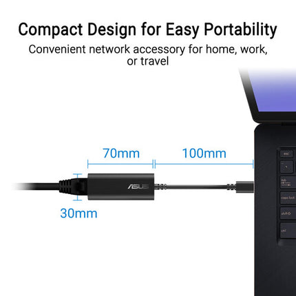 ASUS USB-C2500 V2 Adaptador USB-C a Ethernet 2.5G con USB 3.2 Gen 1 y LED