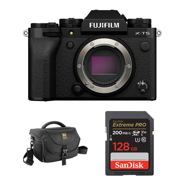 FUJIFILM X-T5 Cámara Sin Espejo 40MP 4K 60p con Bolsa y SD 128GB