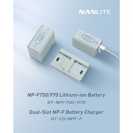 Nanlite Cargador de baterías L-Series NP-F doble puerto 8.4V USB-C rápido