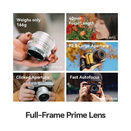 TTArtisan AF 40mm f2 Lente Normal Full Frame f2-f16 Distancia 15.7"
