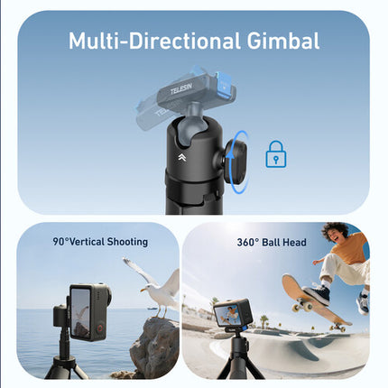 TELESIN Quick Release Selfie Stick 2.0 con Mini Trípode para DJI Osmo Action 6.7 a 17.3 Pulgadas