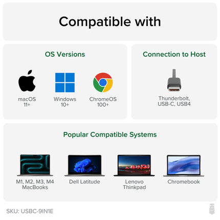 Plugable 9 en 1 Hub USB-C con HDMI 4K 60Hz y carga Power Delivery 140W