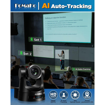 FoMaKo KN30A Pro Cámara PTZ NDI HDMI 3G-SDI 30x Zoom 1080p60 PoE