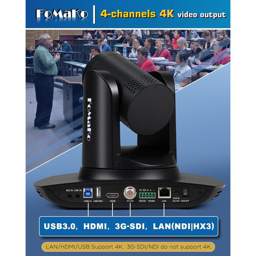 FoMaKo K30NS Cámara PTZ 4K UHD 30x Zoom Óptico con Control IR y USB