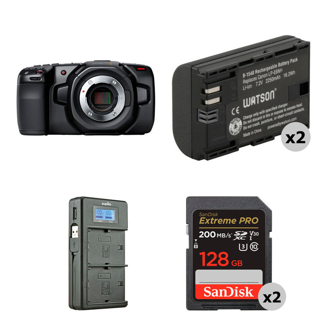 Blackmagic Design Pocket Cinema Camera 4K Kit con Sensor HDR 4/3 y Dos Baterías LP-E6N