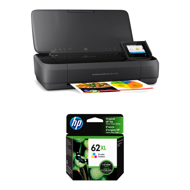 HP OfficeJet 250 Impresora Multifuncional Portátil 4800x1200 dpi con Tinta 62XL Tricolor