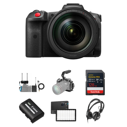 Canon EOS R5 C Cámara sin Espejo Cine Kit RF 24-70mm 128GB Micrófono inalámbrico