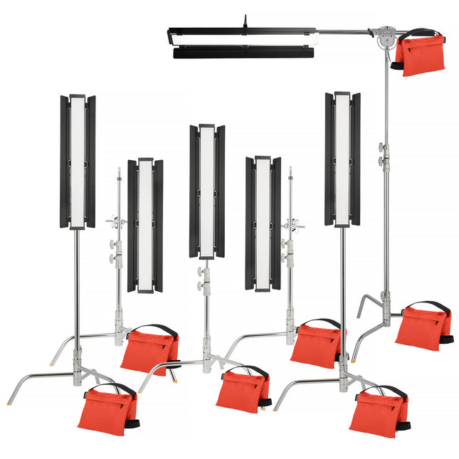 Genaray Hex Lighting Soft Strip 36" 6 Luces Luz LED 5600K CRI 95 Kit Pro C-Stands