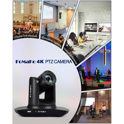 FoMaKo K20UH Cámara PTZ 4K HDMI Zoom Óptico 20x y USB 3.0 Negra