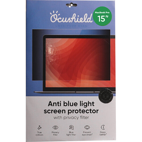 Ocushield Filtro de Luz Azul y Pantalla de Privacidad para MacBook Pro 15" con Fijación Magnética y Tratamiento Antibacterial