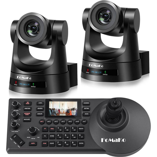 FoMaKo BH202 Paquete con 2 Cámaras PTZ HDMI 20x Zoom Controlador PTZ