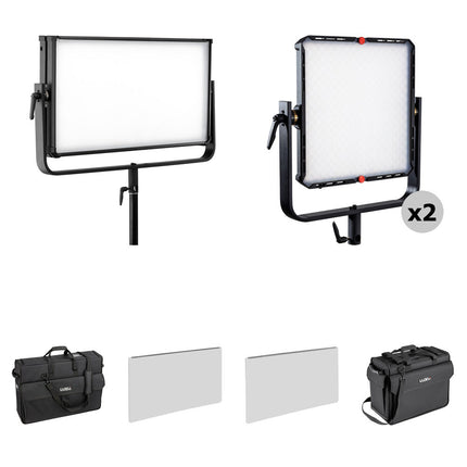 Luxli Taiko 2x1 Panel LED RGB con 2800-10000K y 2 Timpani 1x1 Kit de estudio