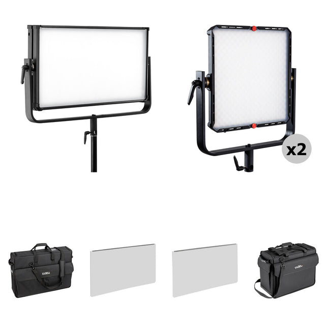 Luxli Taiko 2x1 Panel LED RGB con 2800-10000K y 2 Timpani 1x1 Kit de estudio