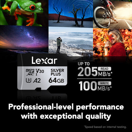 Lexar 64GB microSDXC Profesional SILVER PLUS UHS-I 205MB/s Adaptador SD