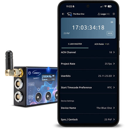 Ambient Recording ACN-LB LockitBT Sincronizador de Código de Tiempo Inalámbrico con Bluetooth OLED 1080p 192kHz