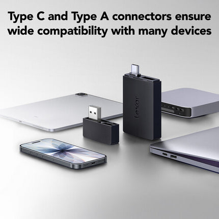 Lexar microSD SD lector de tarjetas USB-C 3.2 Gen 1 hasta 255 MB/s con adaptador USB-A