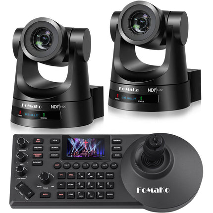 FoMaKo BN202 Paquete Cámaras PTZ NDI HX3 20x Zoom 1080p60 Controlador