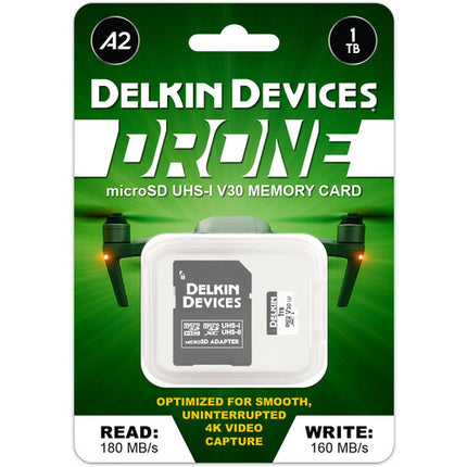 Delkin Devices 1TB microSDXC para drones UHS-I 195MB/s con adaptador SD