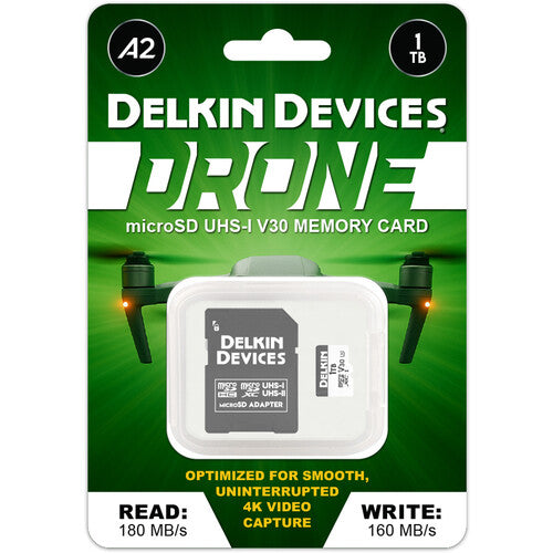 Delkin Devices 1TB microSDXC para drones UHS-I 195MB/s con adaptador SD