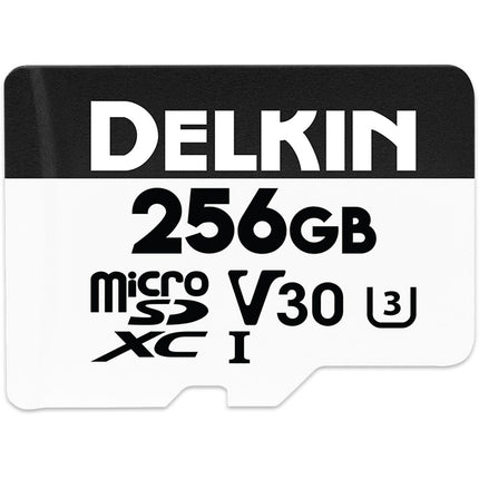 Delkin Devices 256GB microSDXC para Drone UHS-I V30 195MB/s con Adaptador SD