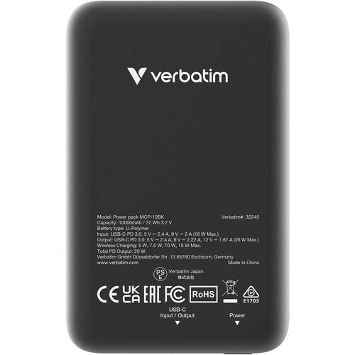 Verbatim Charge 'n' Go Power Bank inalámbrico magnético 10000mAh 15W negro