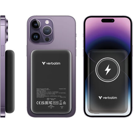 Verbatim Charge 'n' Go Power Bank inalámbrico magnético 10000mAh 15W negro