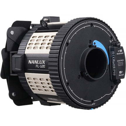 Nanlux FL-12E Lente Fresnel Motorized para Monolights ángulo 15-35° con Barndoor y Funda