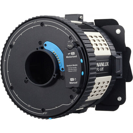 Nanlux FL-12E Lente Fresnel Motorized para Monolights ángulo 15-35° con Barndoor y Funda