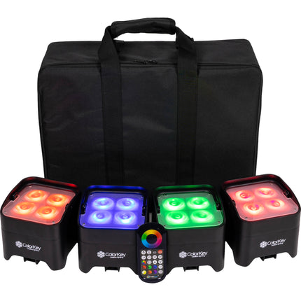 ColorKey MobilePar Mini Hex 4 MKII Foco LED RGBAW+UV 12W inalámbrico batería 15h con estuche 4 unidades