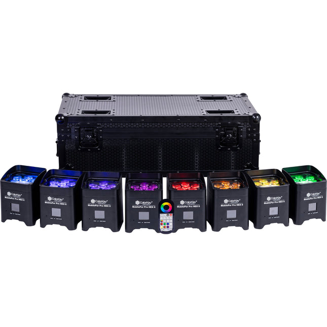 ColorKey MobilePar Pro Hex 6 Luz LED RGBAW+UV 15H Batería Estuche Carga 8-Pack