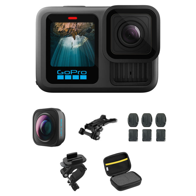 GoPro HERO13 Black Bundle con Cámara 1/1.9 Sensor Ultrawide y Monturas