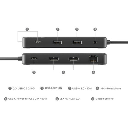 ALOGIC Fusion Pro DUO Dock USB-C con doble HDMI y carga 100W